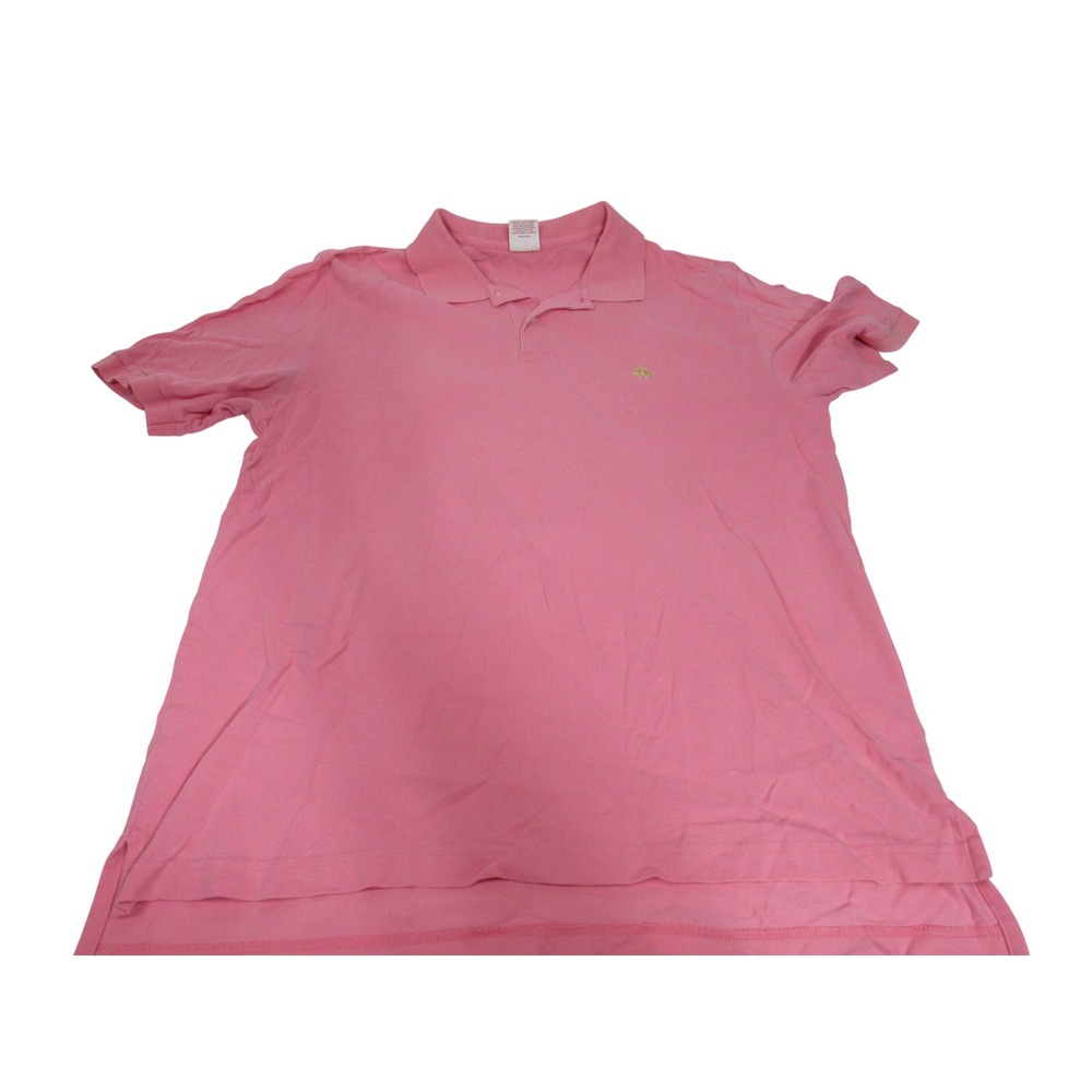 Brooks Brothers 346 Mens Large Pink Short Sleeve Pique Cotton Polo Shirt Logo